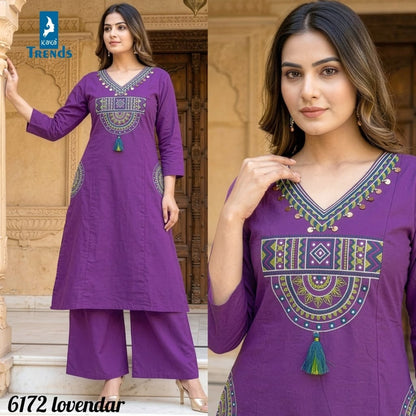 Design 6172 Colors Kaya Trends Cotton Kurti Plazzo Set Manufacturer Ahmedabad