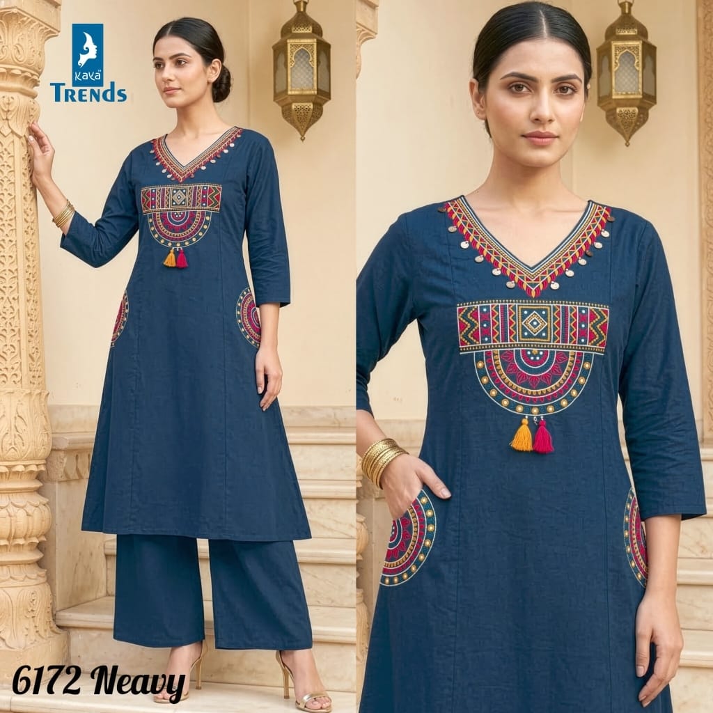 Design 6172 Colors Kaya Trends Cotton Kurti Plazzo Set Manufacturer Ahmedabad