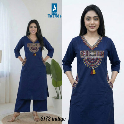 Design 6172 Kaya Cotton Kurti Plazzo Set Manufacturer India