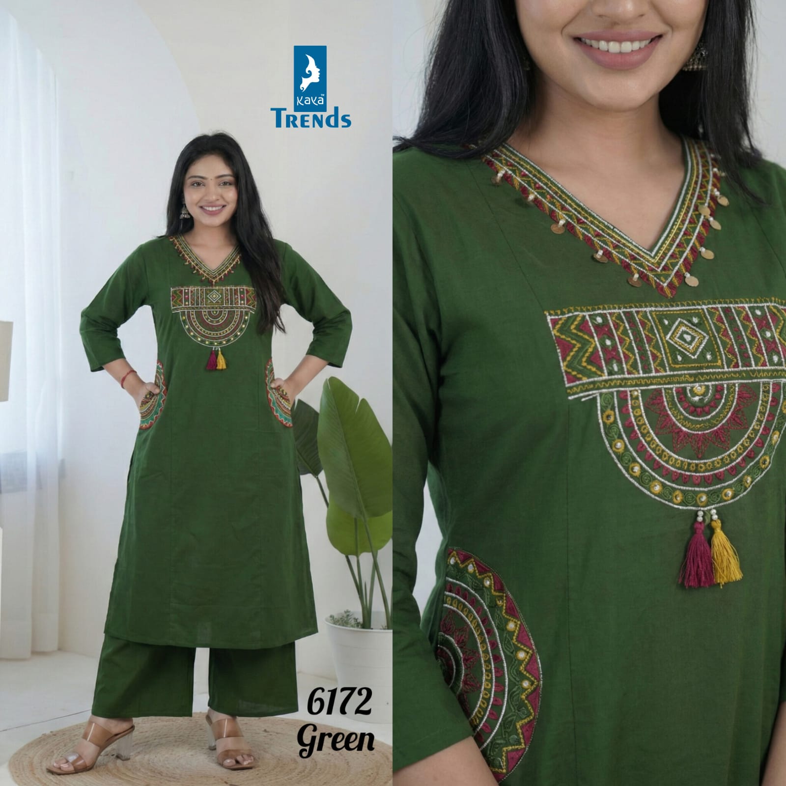 Design 6172 Kaya Cotton Kurti Plazzo Set Manufacturer India