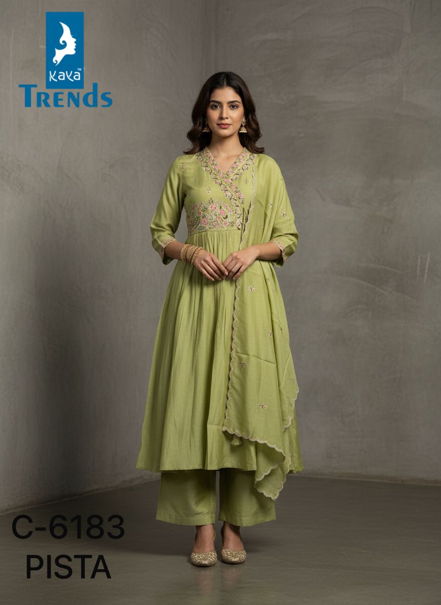 Design 6183 Kaya Trends Roman Silk Readymade Anarkali Suits Manufacturer Gujarat