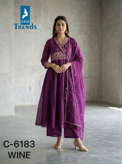 Design 6183 Kaya Trends Roman Silk Readymade Anarkali Suits Manufacturer Gujarat