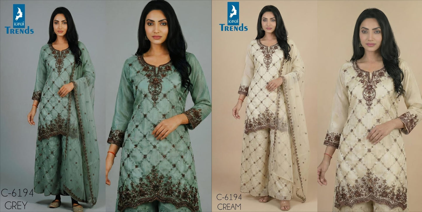 Design 6194 Kaya Silk Readymade Plazzo Style Suits Exporter India