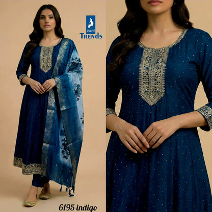 Design 6195 Kaya Vichitra Silk Readymade Anarkali Suits Manufacturer