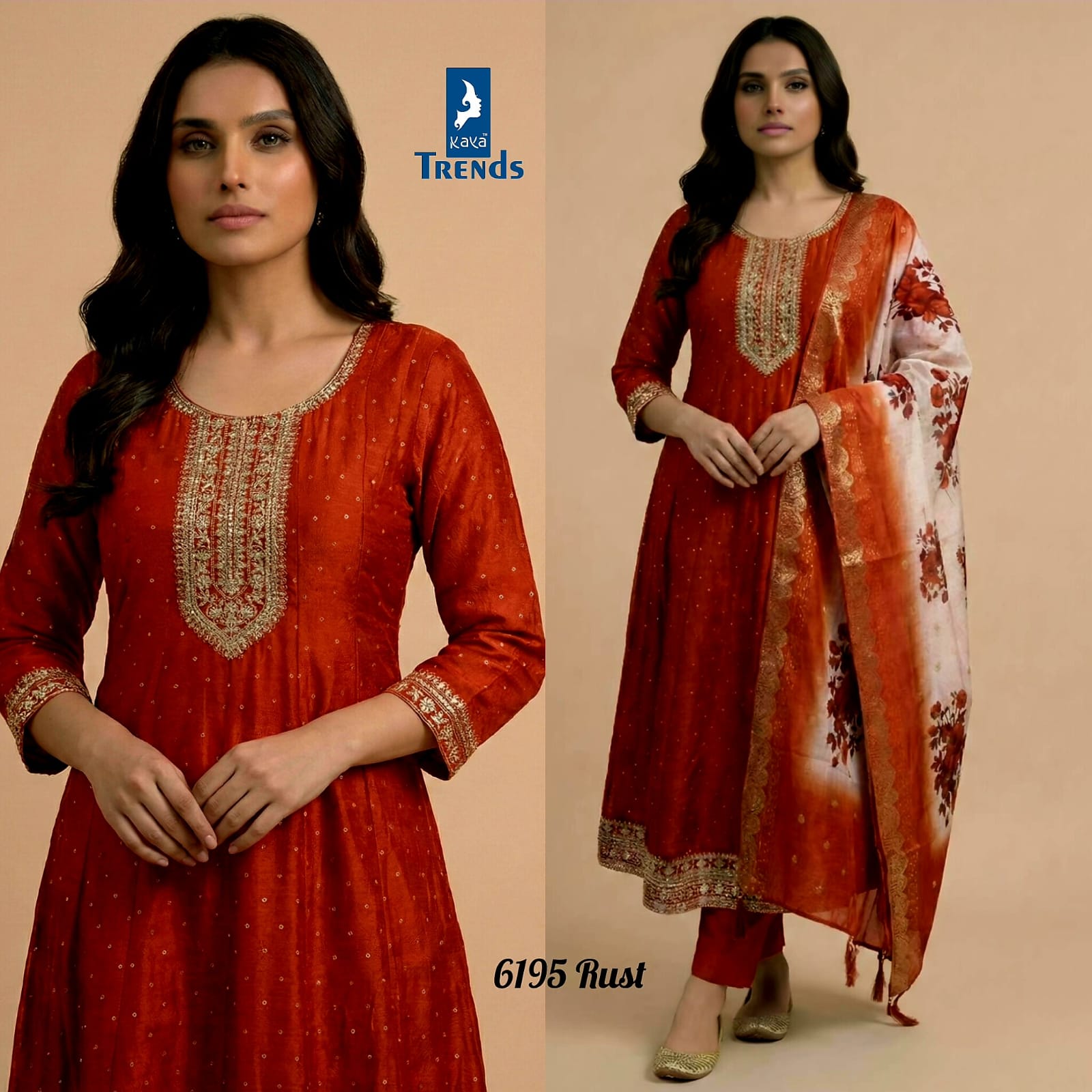 Design 6195 Kaya Vichitra Silk Readymade Anarkali Suits Manufacturer