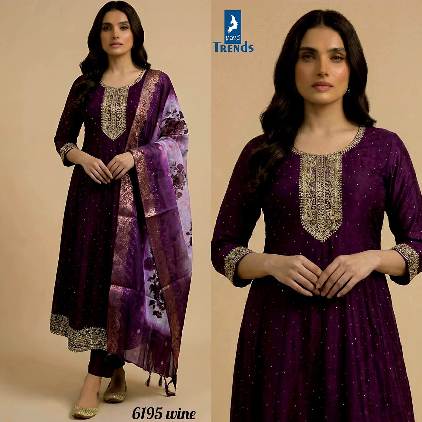 Design 6195 Kaya Vichitra Silk Readymade Anarkali Suits Manufacturer