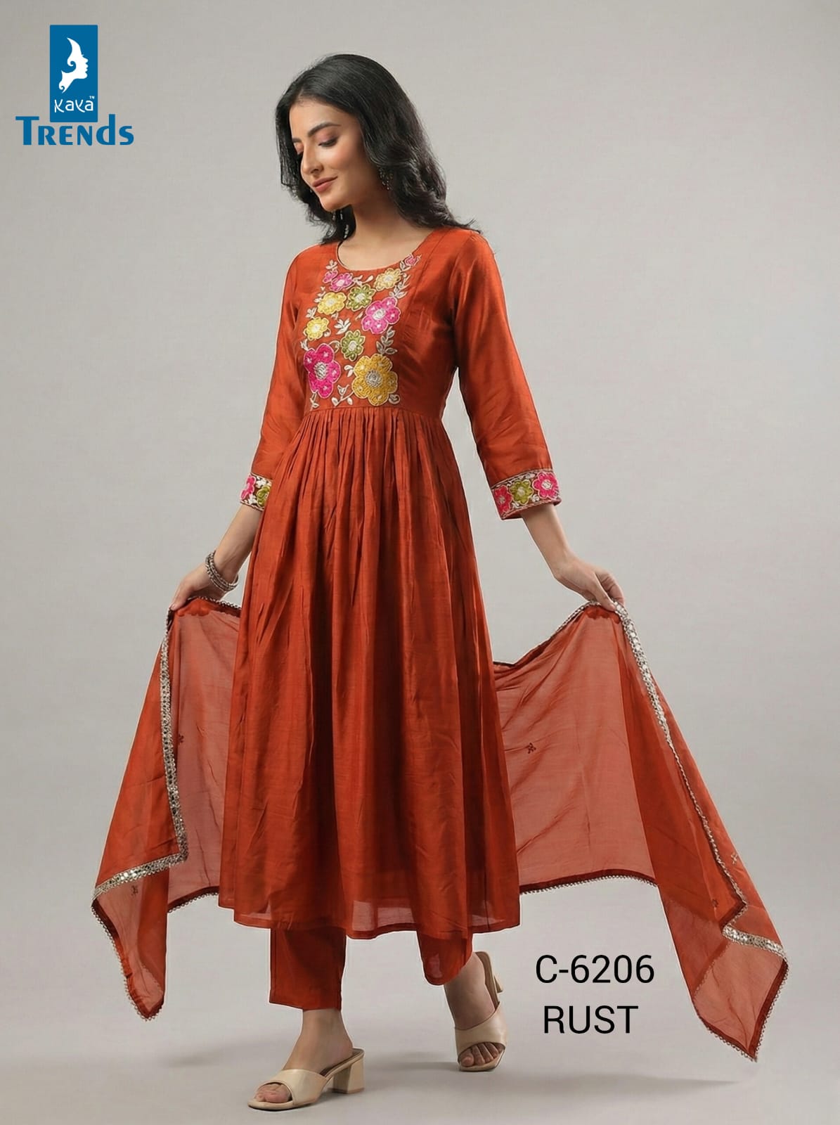 Design 6206 Kaya Trends Chanderi Readymade Anarkali Suits Manufacturer Gujarat