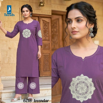 Design 6218 Kaya Trends Cotton Kurti Plazzo Set Exporter Ahmedabad