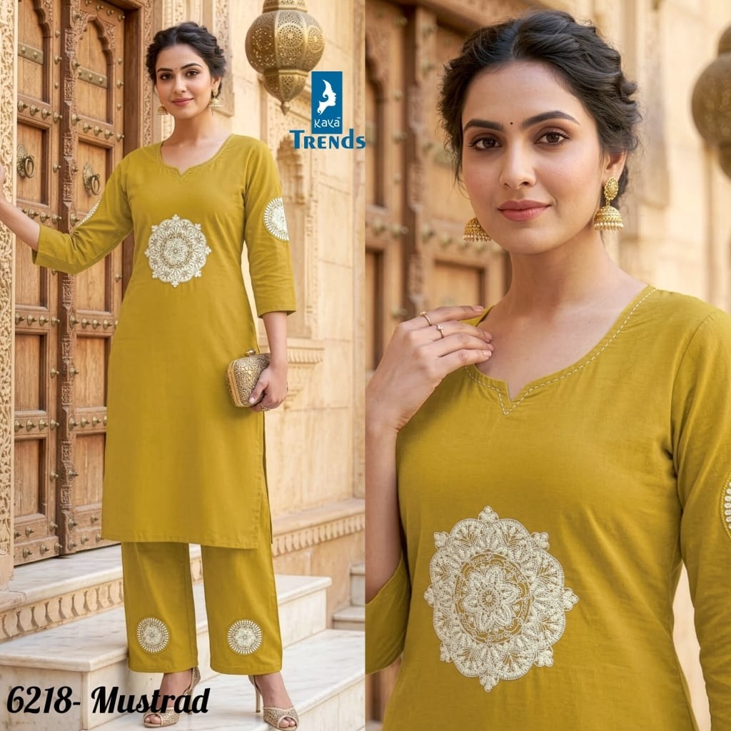 Design 6218 Kaya Trends Cotton Kurti Plazzo Set Exporter Ahmedabad