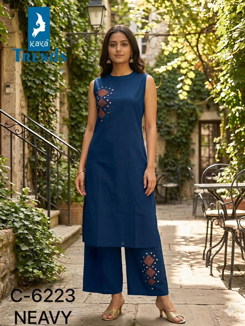 Design 6223 Kaya Trends Cotton Kurti Plazzo Set Manufacturer Gujarat