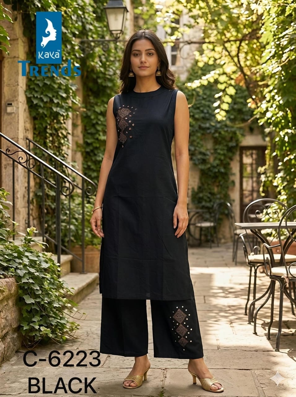 Design 6223 Kaya Trends Cotton Kurti Plazzo Set Manufacturer Gujarat