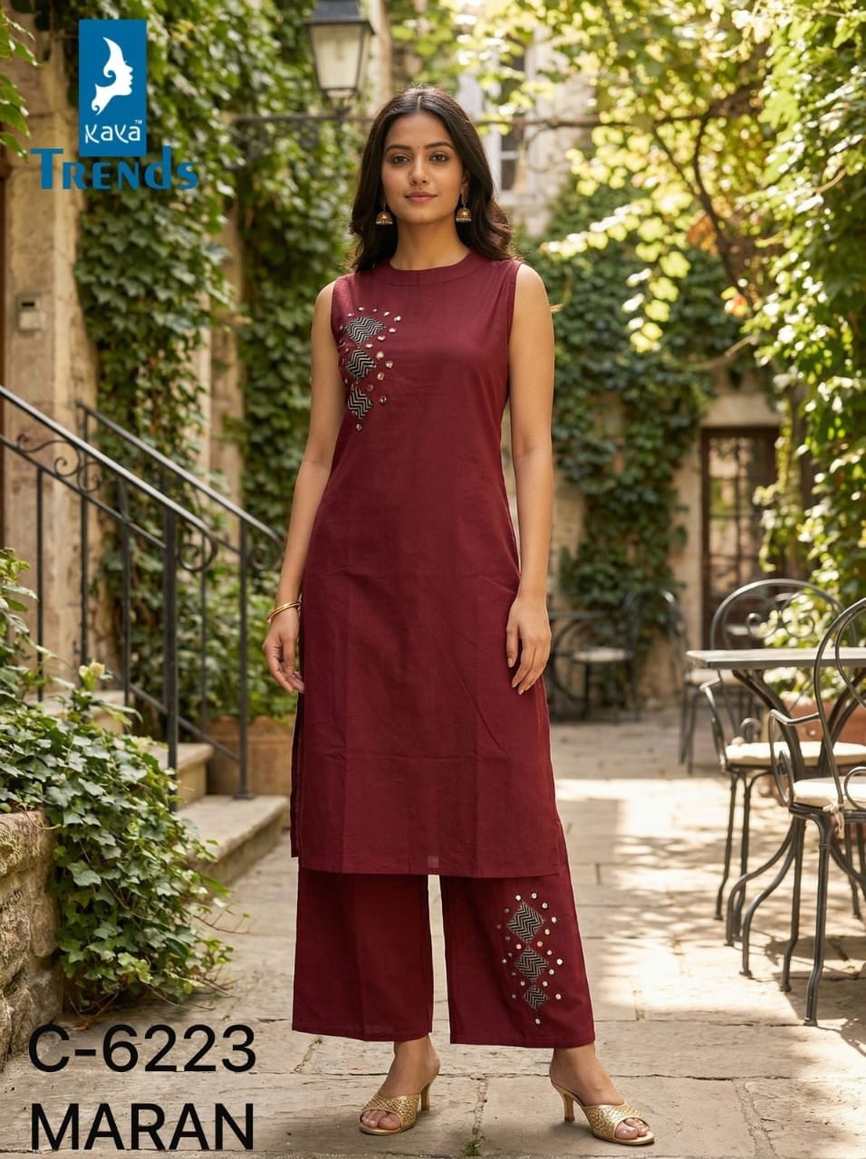 Design 6223 Kaya Trends Cotton Kurti Plazzo Set Manufacturer Gujarat