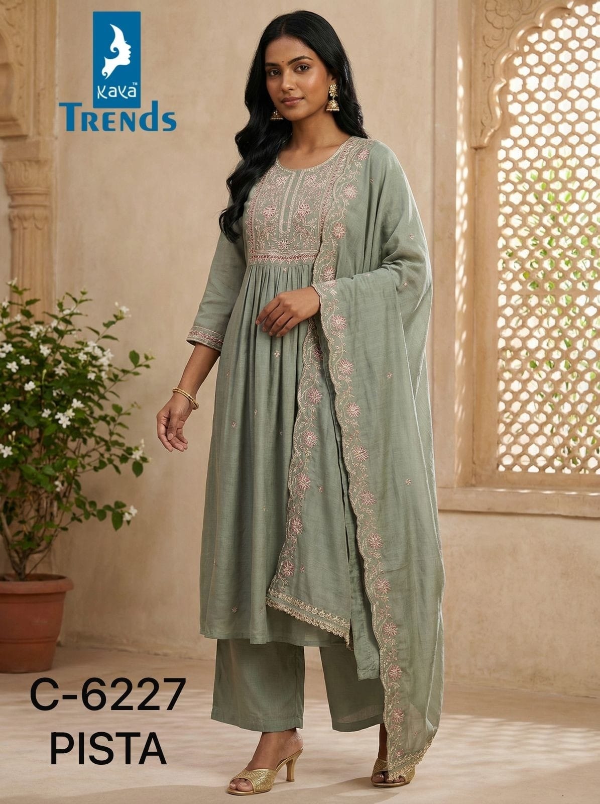 Design 6227 Colours Kaya Trends Chanderi Readymade Anarkali Suits Exporter Ahmedabad