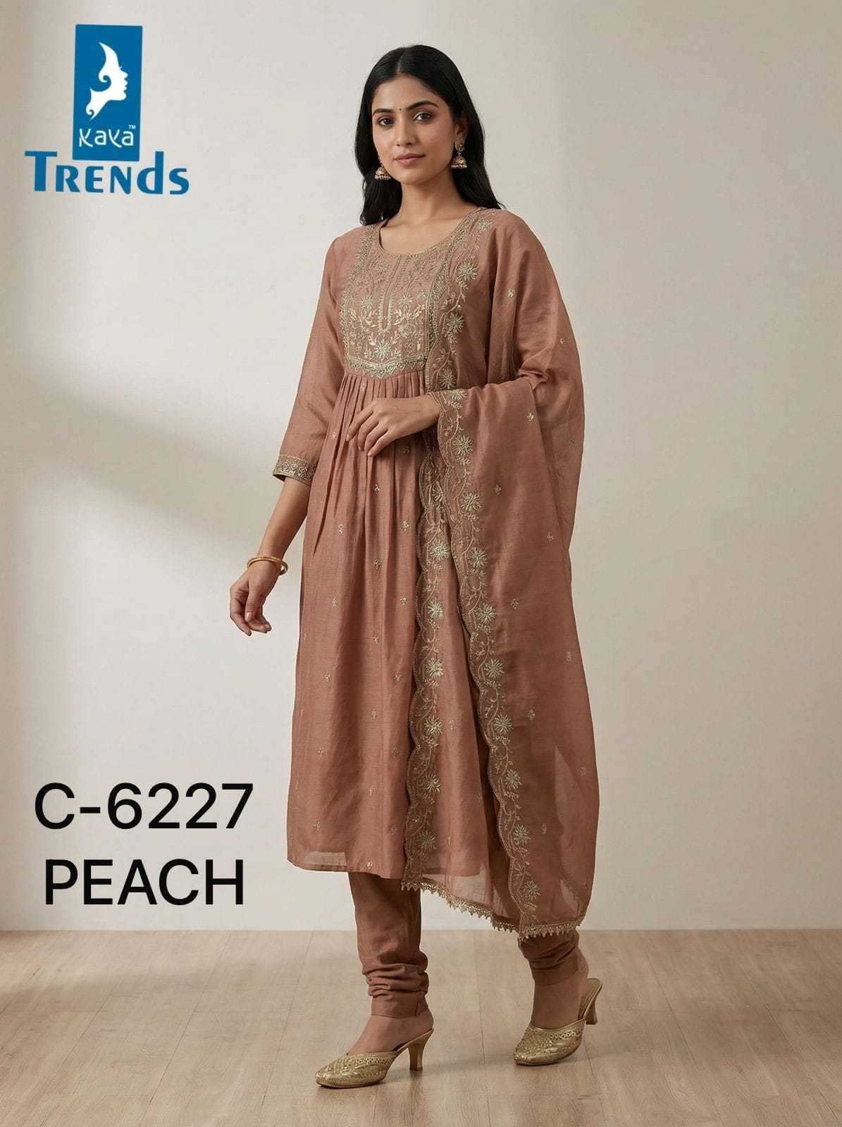 Design 6227 Colours Kaya Trends Chanderi Readymade Anarkali Suits Exporter Ahmedabad