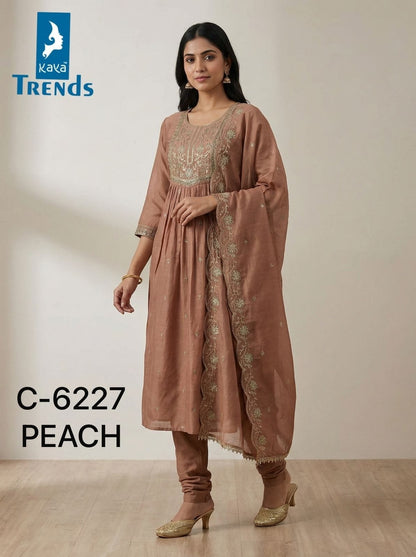 Design 6227 Colours Kaya Trends Chanderi Readymade Anarkali Suits Exporter Ahmedabad