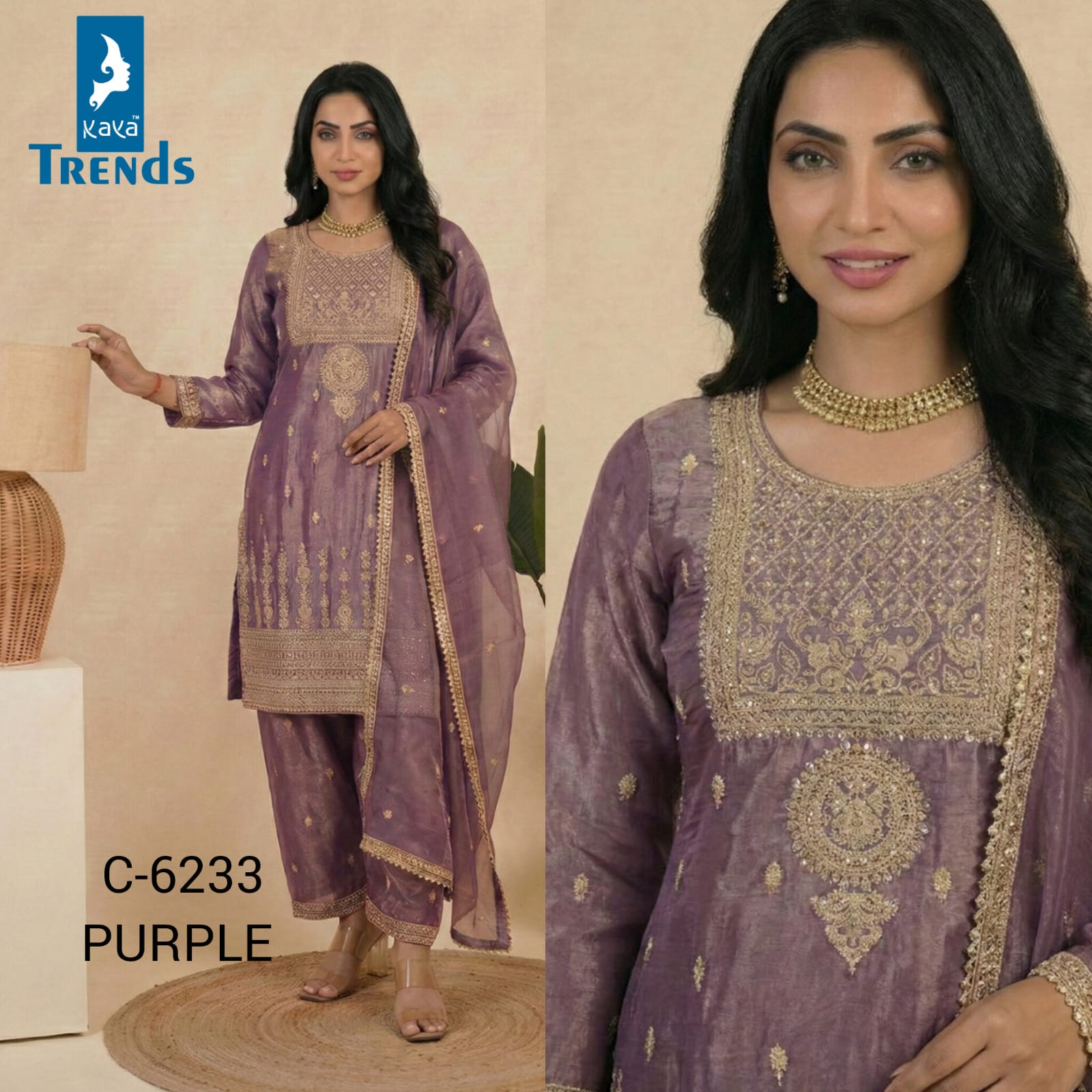 Design 6233 Kaya Trends Satin Readymade Suits Supplier Gujarat