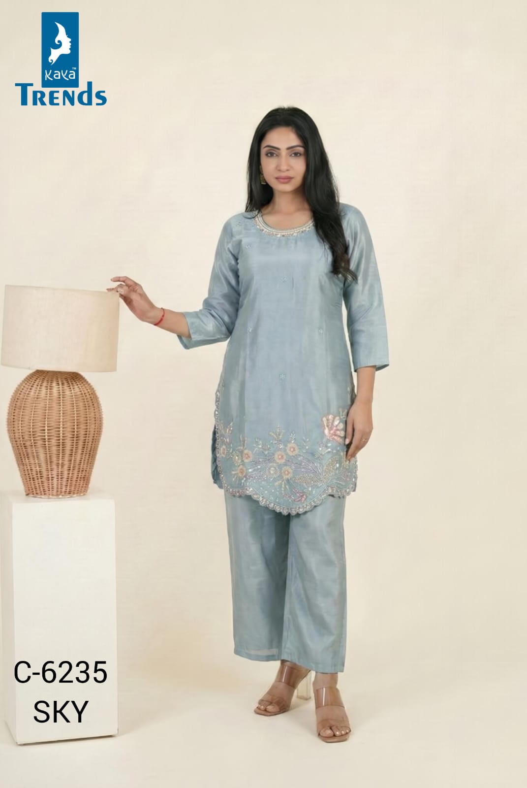 Design 6235 Kaya Trends Roman Kurti Plazzo Set Exporter Gujarat