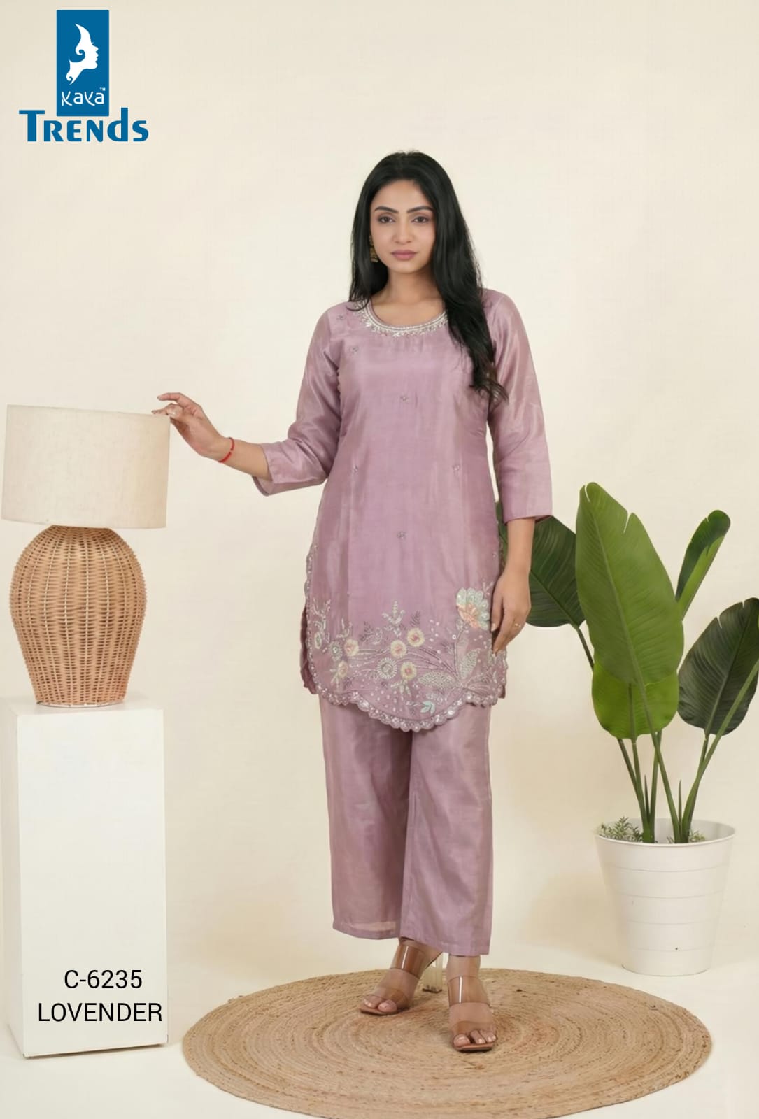 Design 6235 Kaya Trends Roman Kurti Plazzo Set Exporter Gujarat