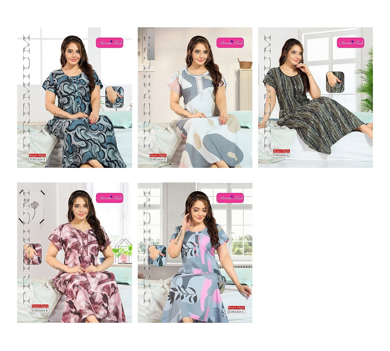 Design 624 Amruta Touch Kavyansika Reyon Night Gowns Manufacturer