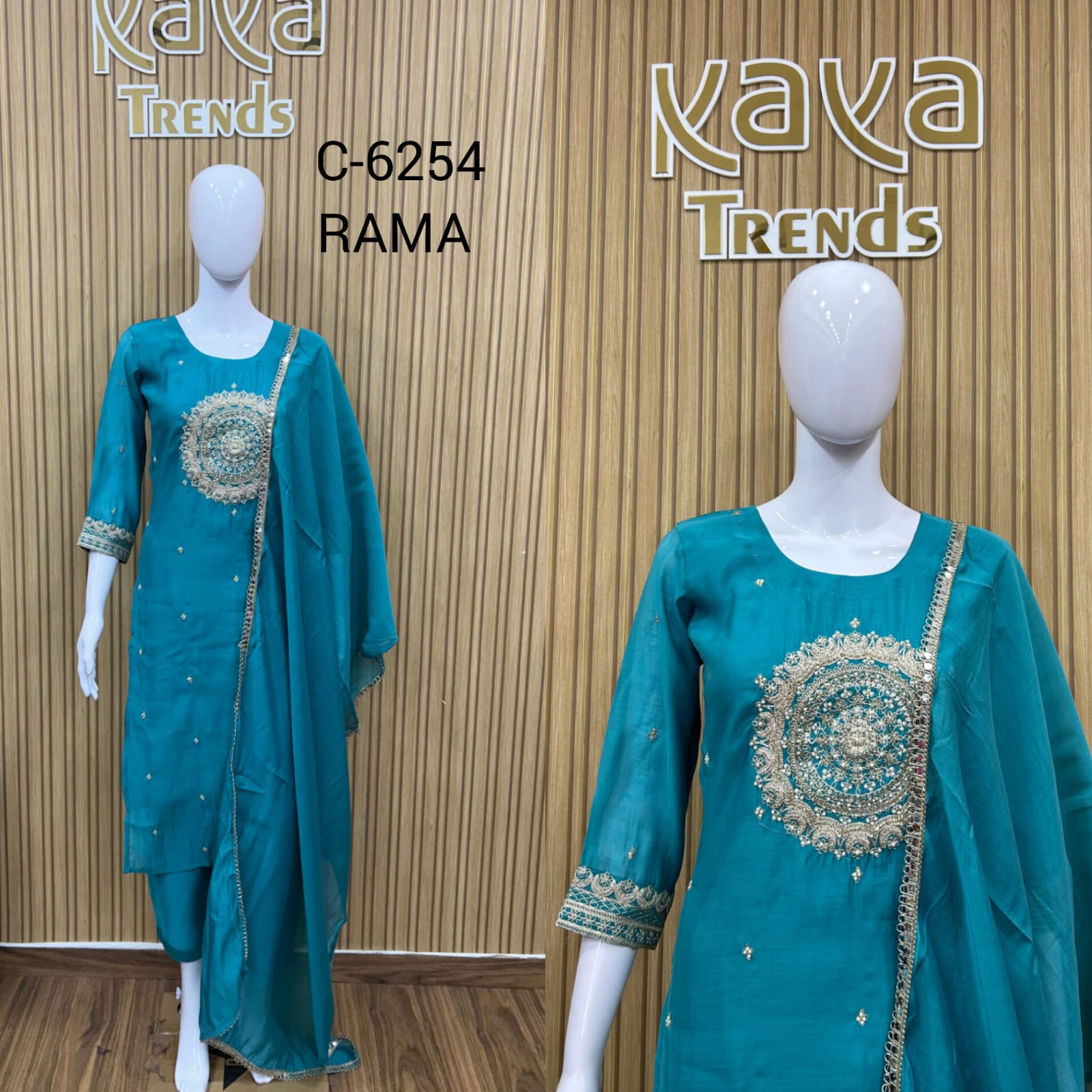 Design 6254 Kaya Trends Chanderi Readymade Pant Style Suits Exporter India
