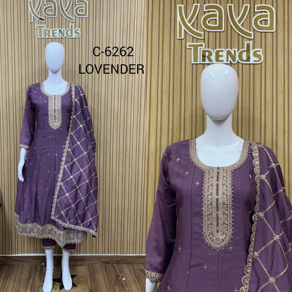 Design 6262 Kaya Trends Vichitra Silk Readymade Anarkali Suits Wholesale Price
