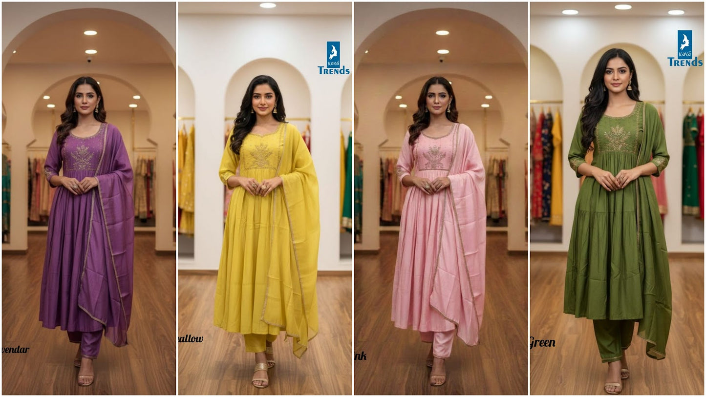 Design 6271 Kaya Trends Chanderi Readymade Anarkali Suits Supplier