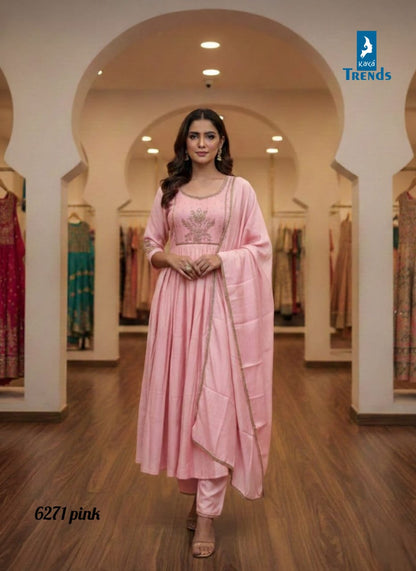 Design 6271 Kaya Trends Chanderi Readymade Anarkali Suits Supplier