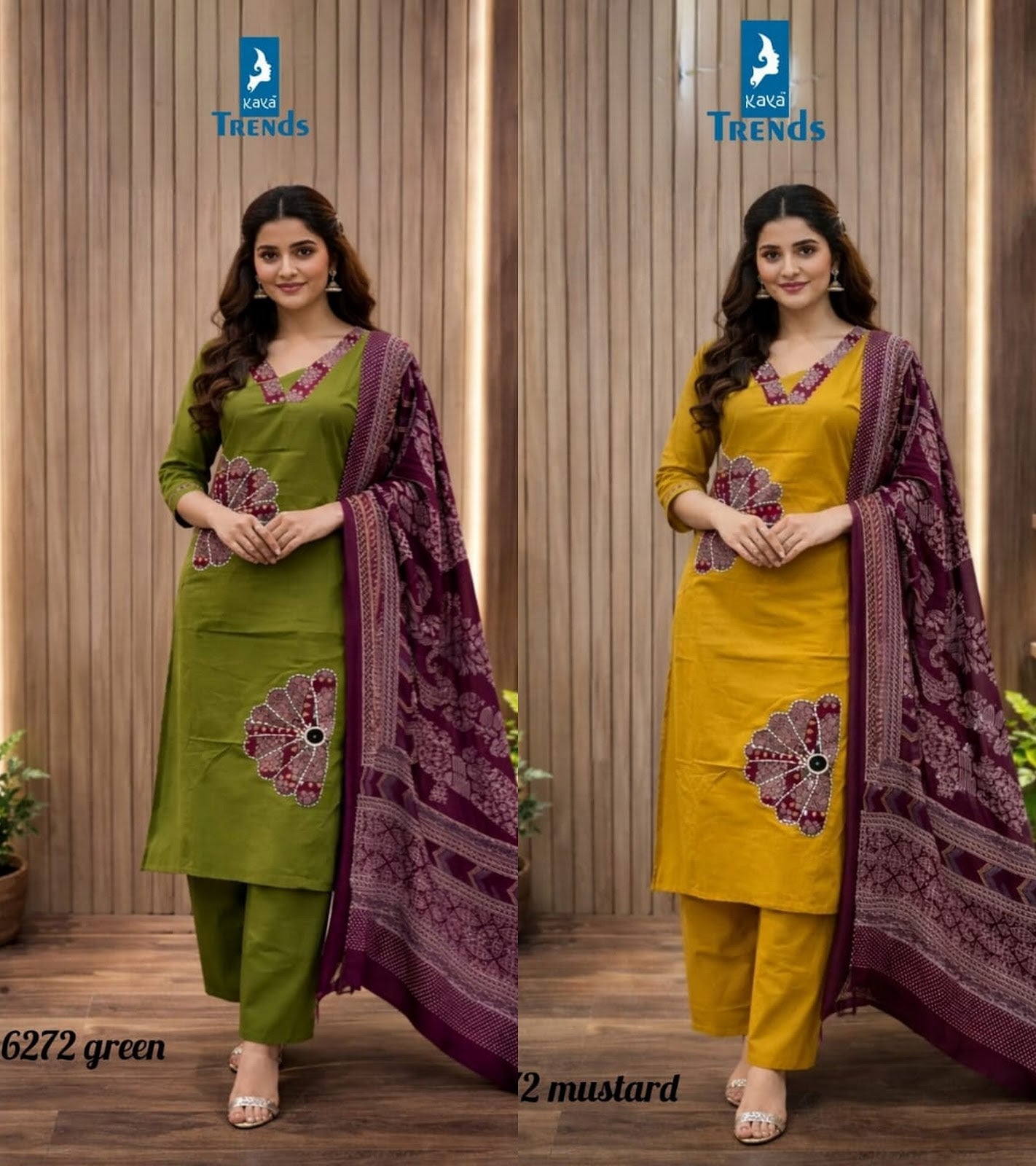 Design 6272 Kaya Trends Cotton Readymade Pant Style Suits Exporter India