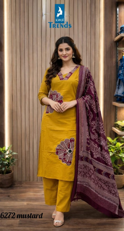 Design 6272 Kaya Trends Cotton Readymade Pant Style Suits Exporter India