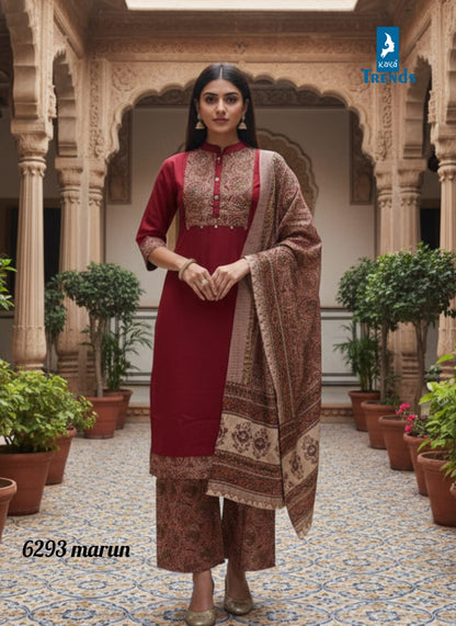 Design 6293 Kaya Trends Cotton Readymade Plazzo Style Suits Wholesale