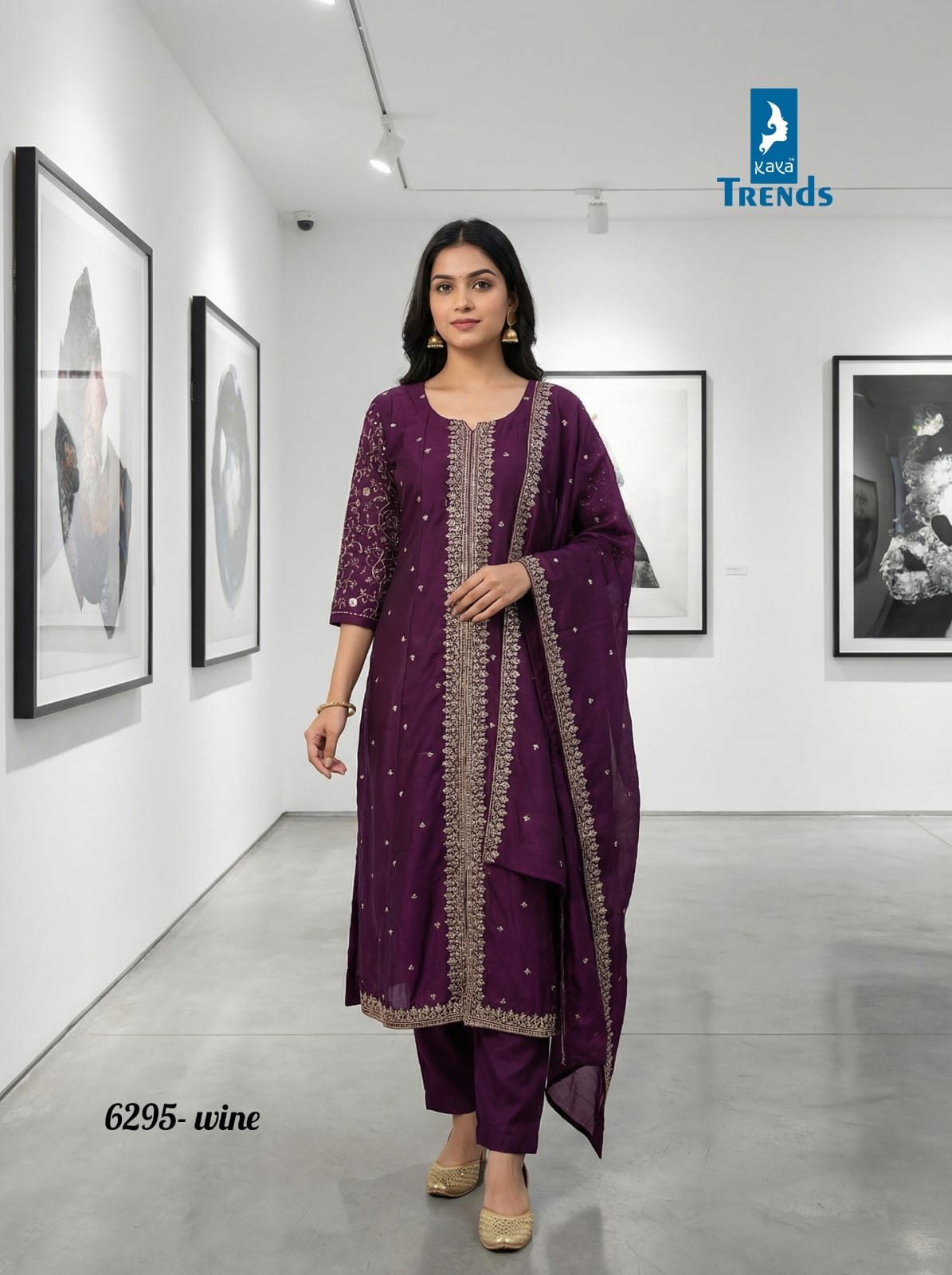 Design 6295 Kaya Trends Vichitra Silk Readymade Pant Style Suits Manufacturer