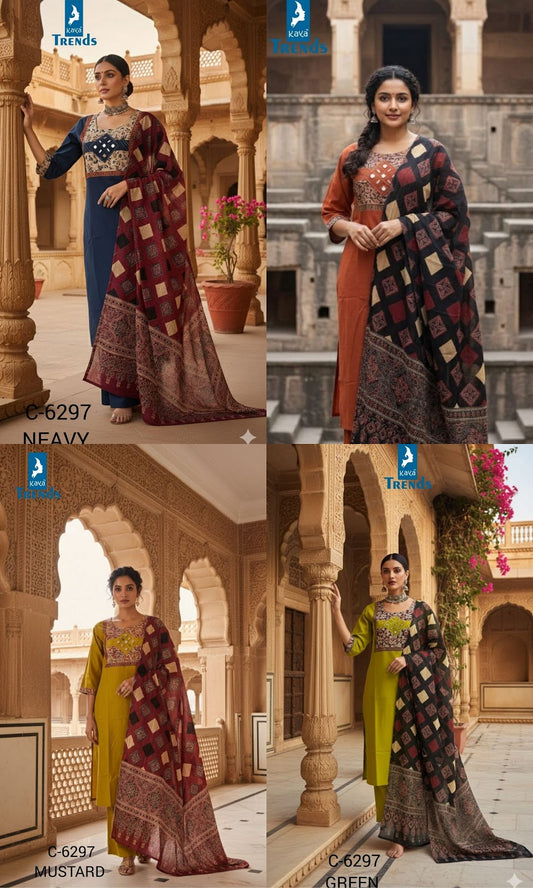Design 6297 Kaya Trends Readymade Cotton Pant Suits Wholesale Price