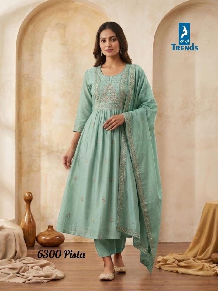 Design 6300 Kaya Trends Chanderi Readymade Anarkali Suits Manufacturer Ahmedabad