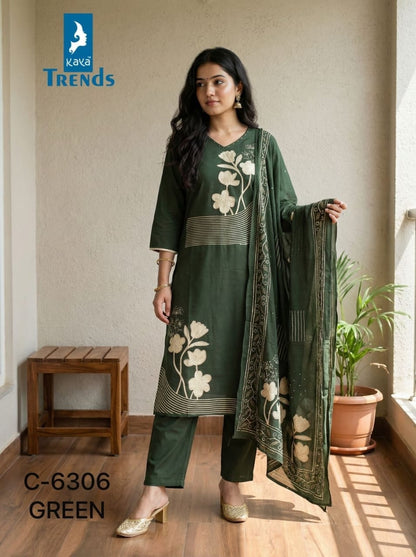 Design 6306 Kaya Trends Readymade Cotton Pant Suits Wholesale Rate