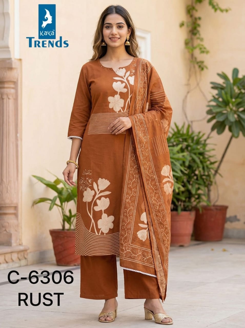 Design 6306 Kaya Trends Readymade Cotton Pant Suits Wholesale Rate
