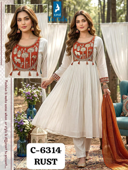 Design 6314 Kaya Trends Chanderi Readymade Anarkali Suits Supplier Ahmedabad