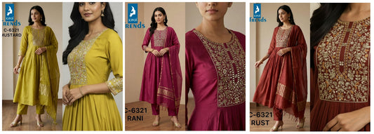 Design 6321 Kaya Trends Chanderi Readymade Anarkali Suits Exporter Gujarat