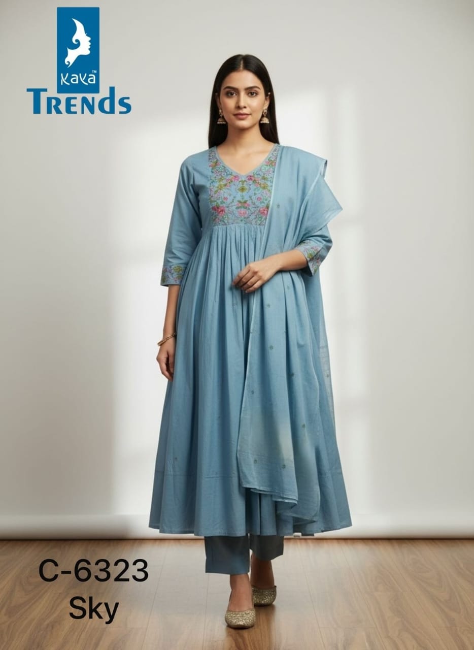 Design 6323 Kaya Trends Cotton Readymade Anarkali Suits Manufacturer