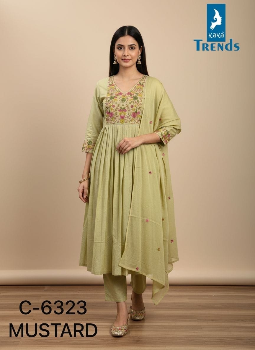 Design 6323 Kaya Trends Cotton Readymade Anarkali Suits Manufacturer