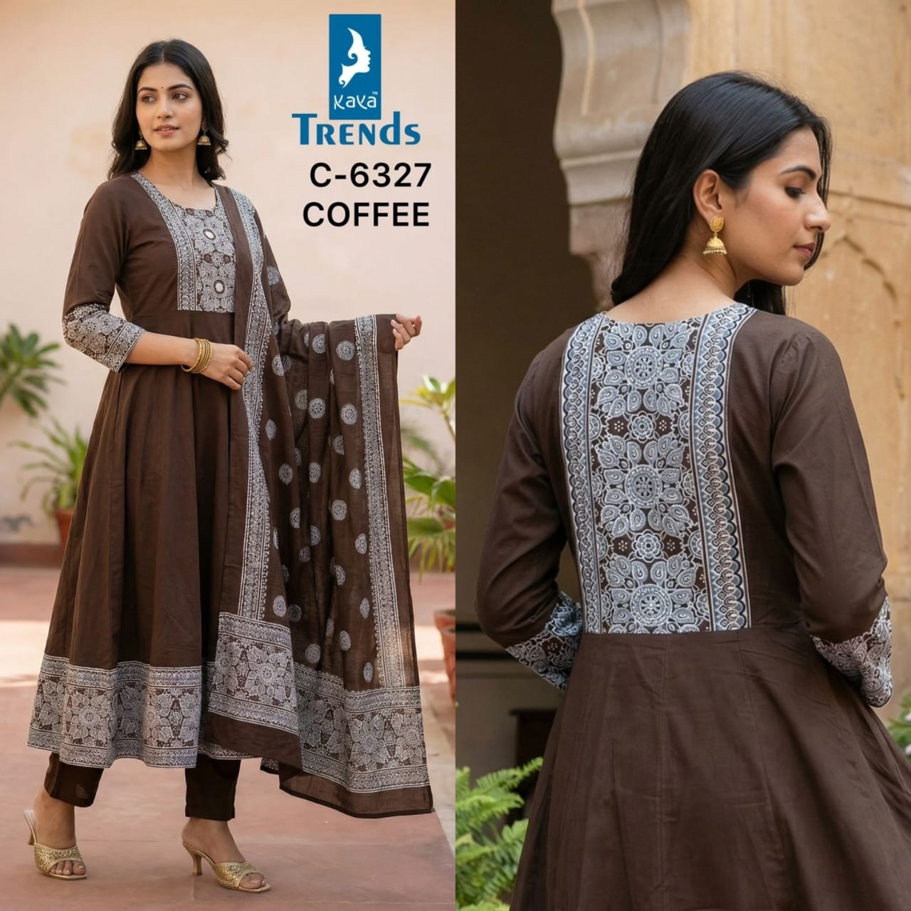 Design 6327 Kaya Trends Cotton Readymade Anarkali Suits Exporter India