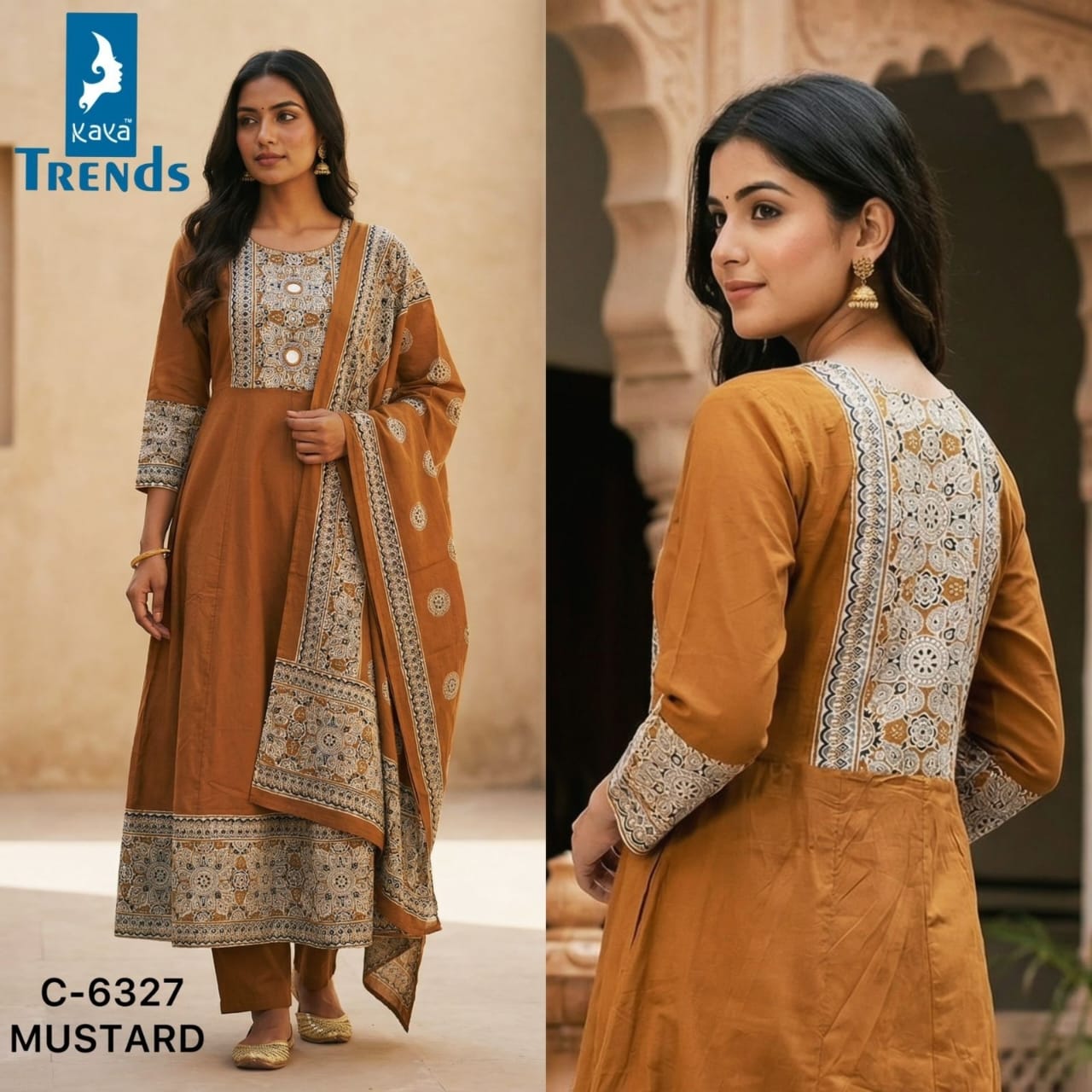 Design 6327 Kaya Trends Cotton Readymade Anarkali Suits Exporter India