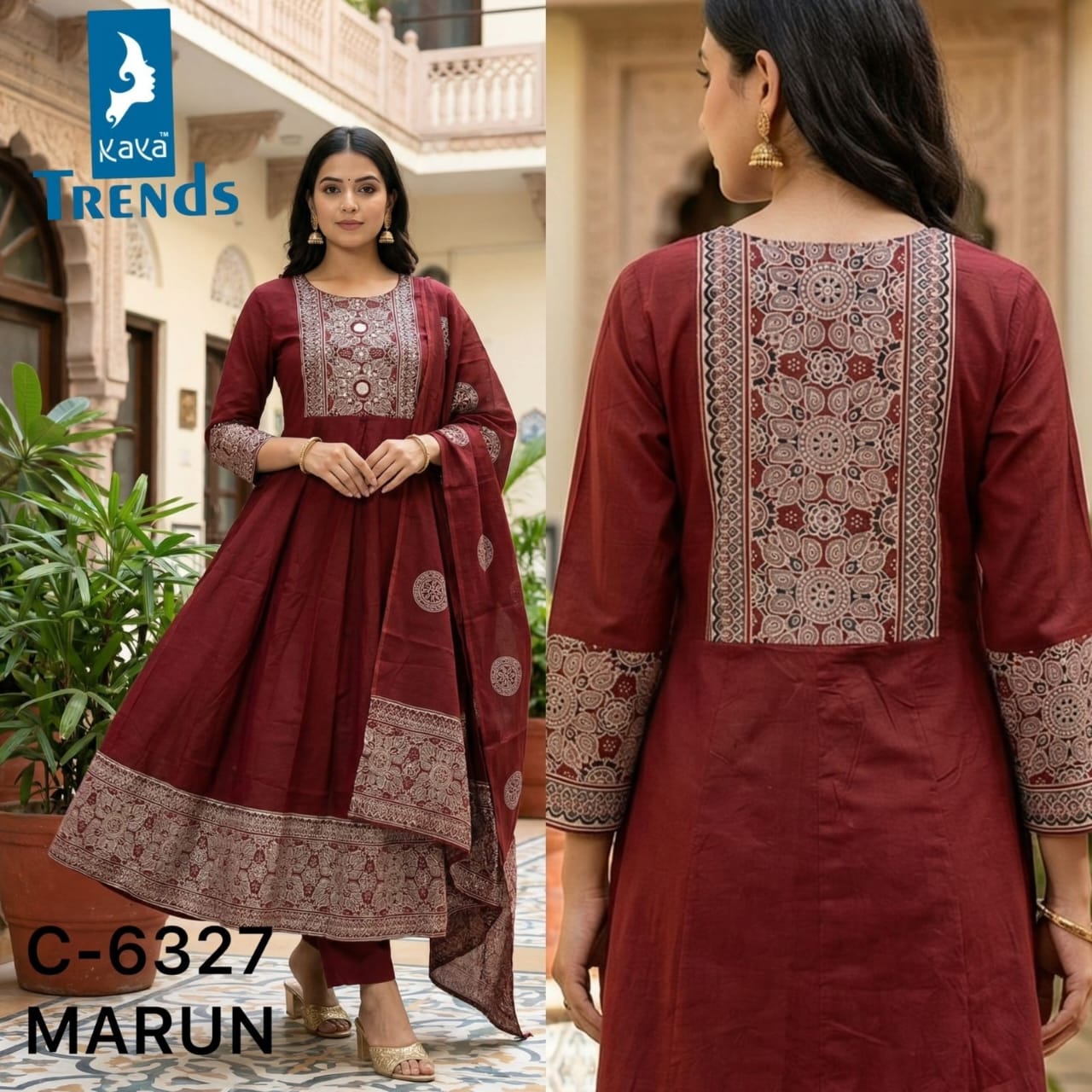 Design 6327 Kaya Trends Cotton Readymade Anarkali Suits Exporter India