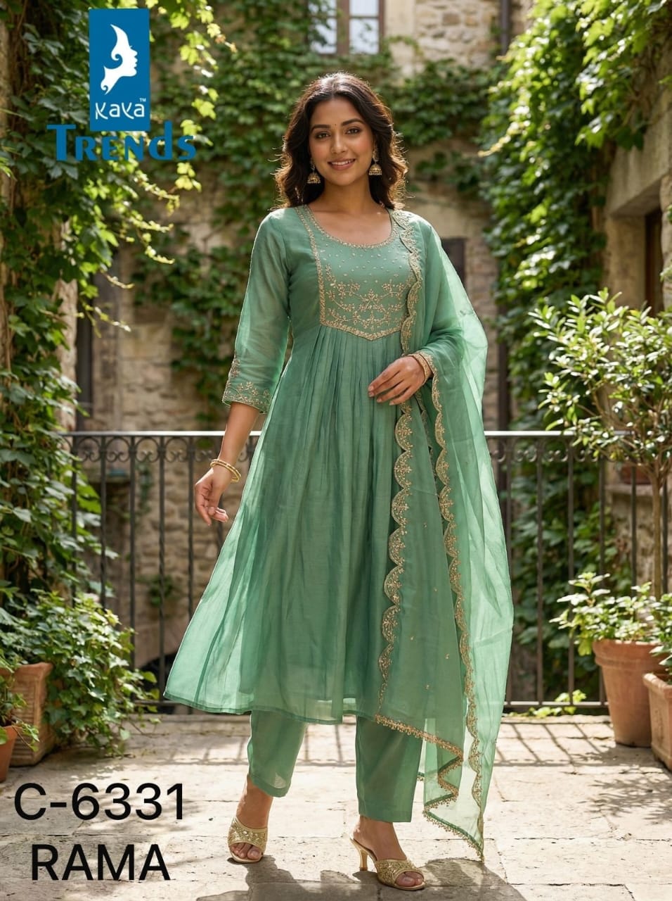 Design 6331 Kaya Trends Chanderi Readymade Anarkali Suits Wholesale Price