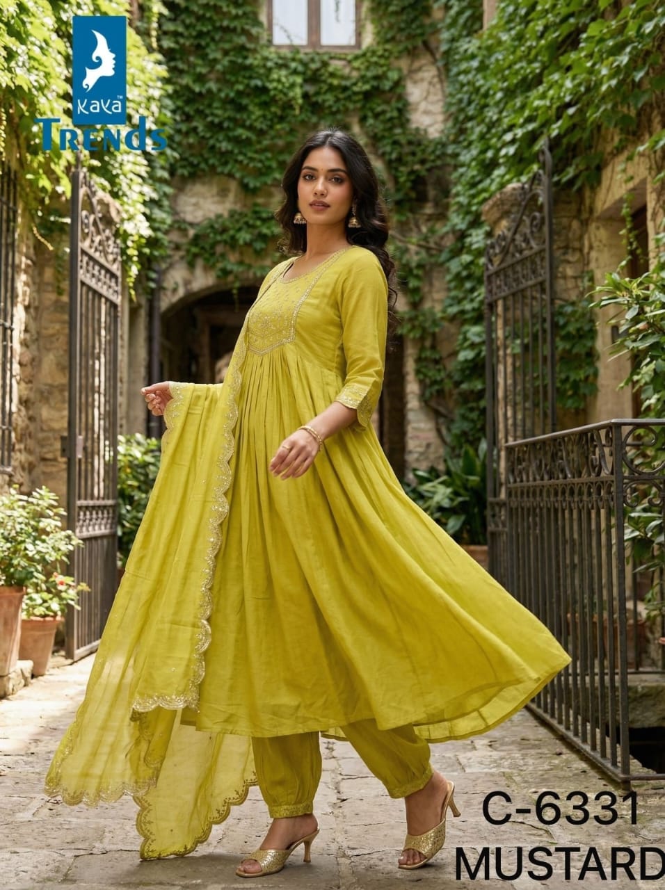 Design 6331 Kaya Trends Chanderi Readymade Anarkali Suits Wholesale Price