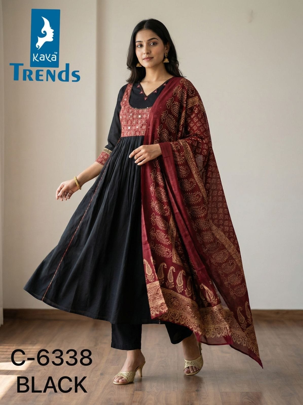 Design 6338 Kaya Trends Cotton Readymade Anarkali Suits Exporter Gujarat