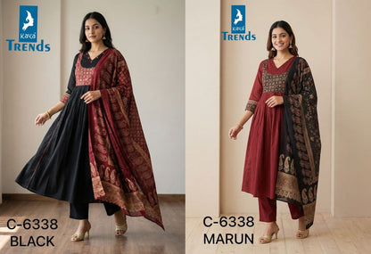 Design 6338 Kaya Trends Cotton Readymade Anarkali Suits Exporter Gujarat
