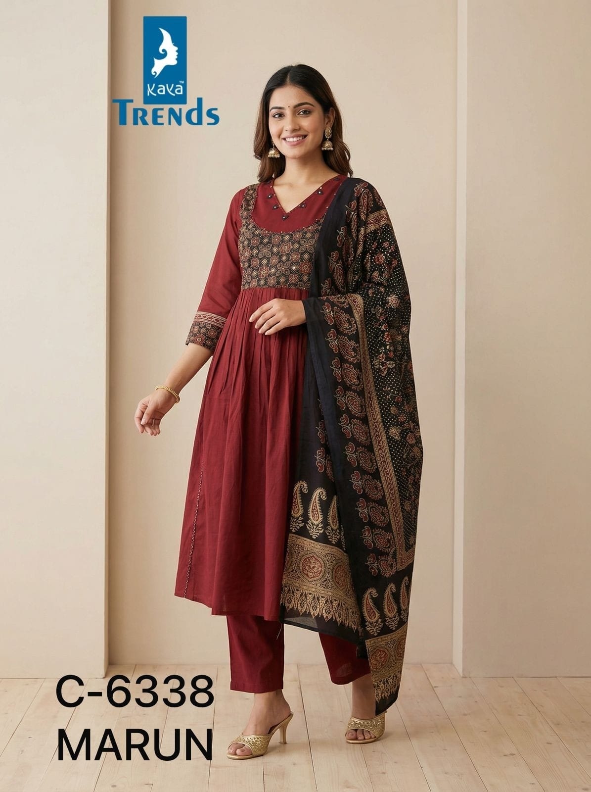 Design 6338 Kaya Trends Cotton Readymade Anarkali Suits Exporter Gujarat