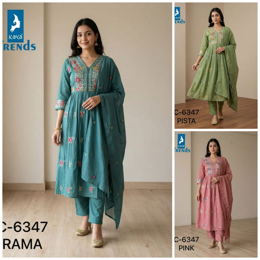 Design 6347 Kaya Trends Cotton Readymade Anarkali Suits Exporter Ahmedabad