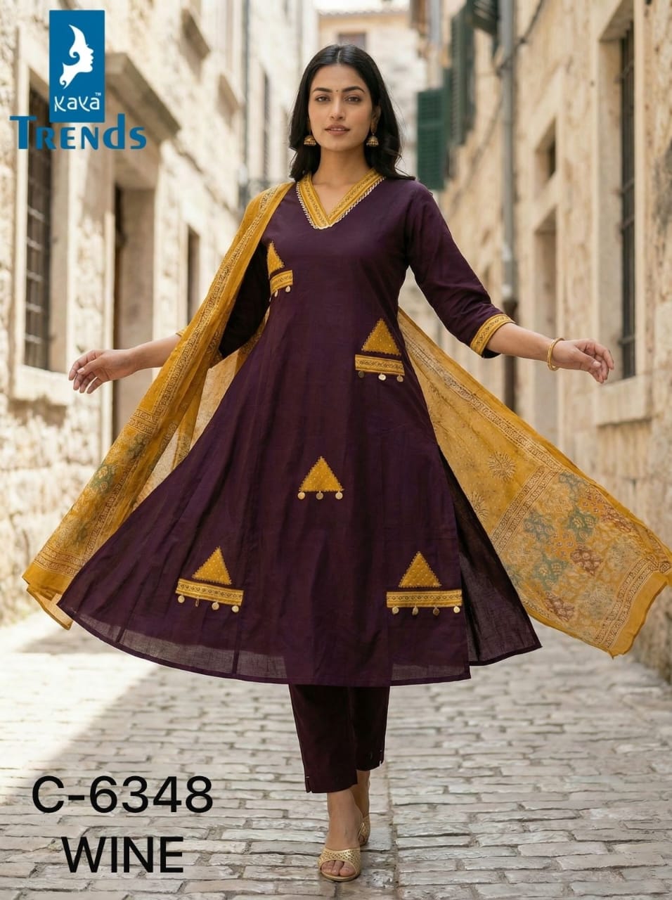 Design 6348 Kaya Trends Cotton Readymade Anarkali Suits Exporter India
