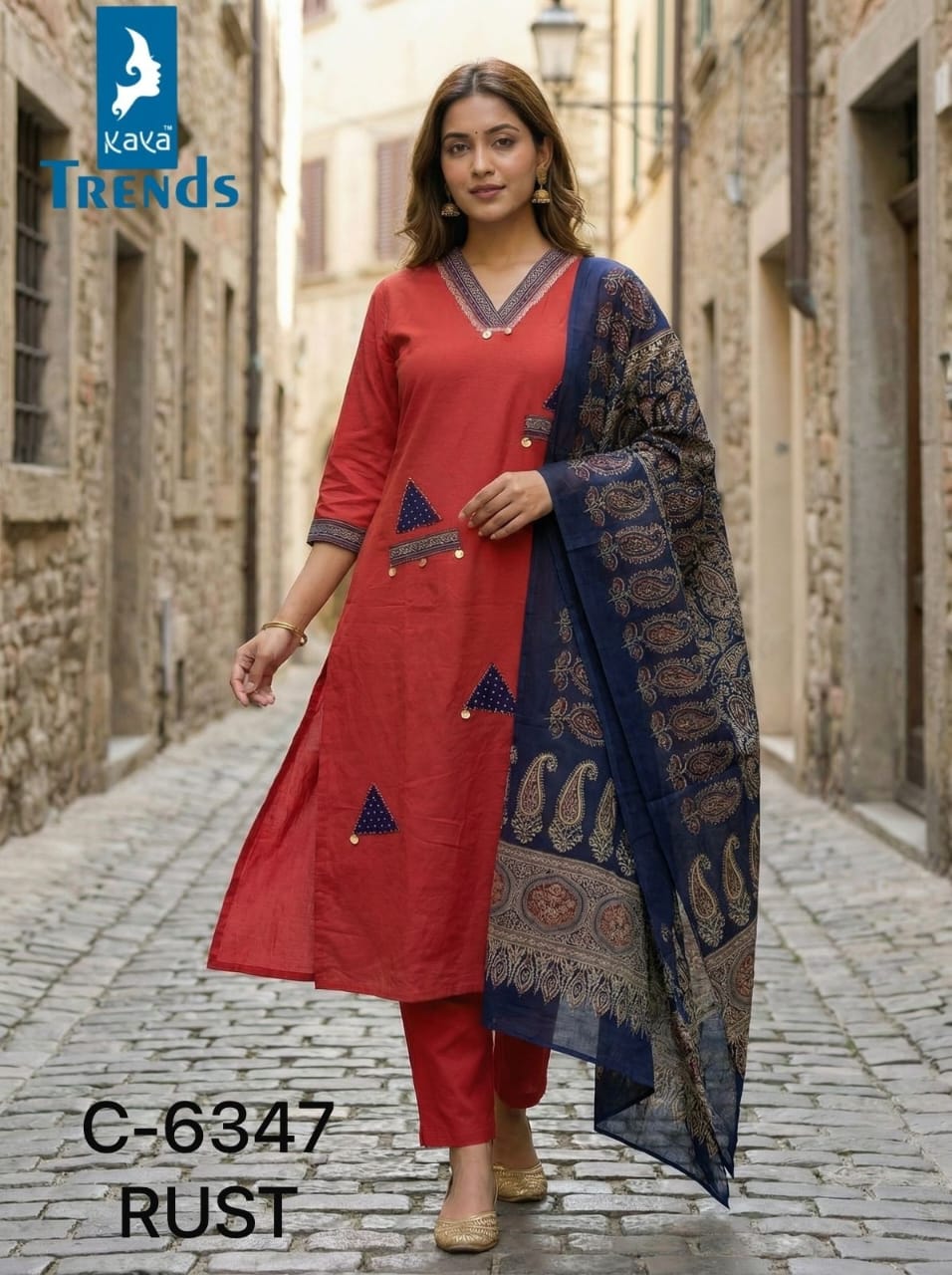 Design 6348 Kaya Trends Cotton Readymade Anarkali Suits Exporter India